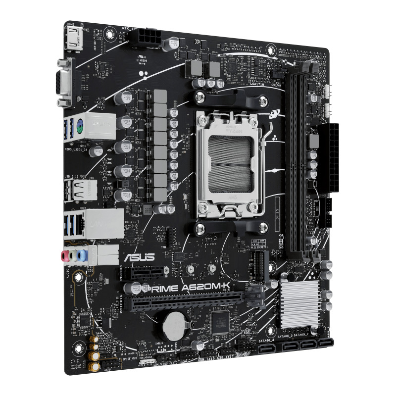MOTHERBOARD ASUS (PRIME A620M-K-CSM) SOCKET AM5,2**DDR5,HDMI,VGA,PCIE-4.0,M.2,MICRO ATX image 2